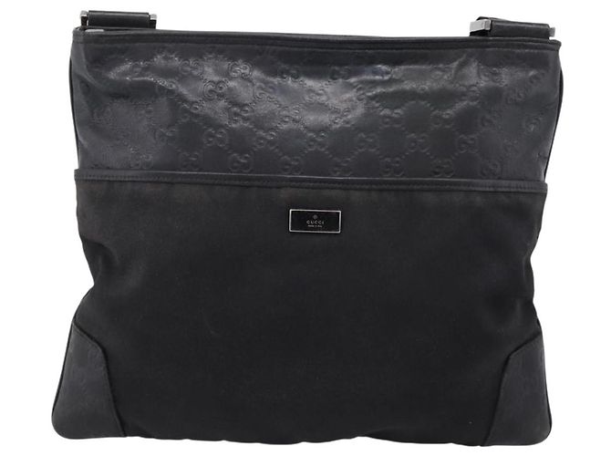 Borsa a tracolla GUCCI GG Canvas Guccissima Canvas Black Silver 161822 Auth 200724 Nero Argento - vista 2
