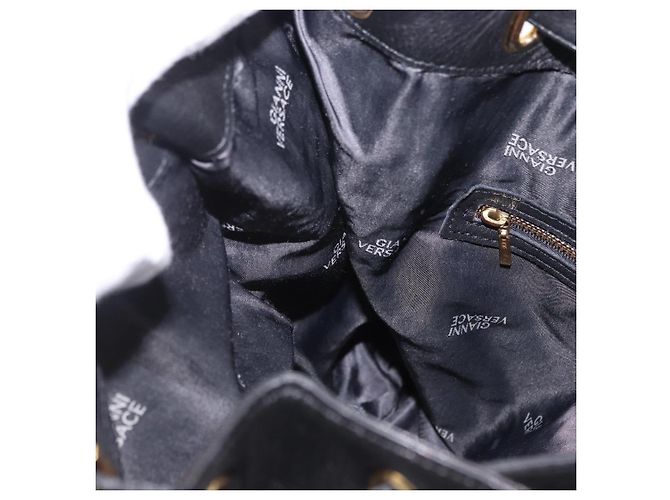 Zaino Gianni Versace in pelle nera e oro Auth BA15406 Nero - vista 21