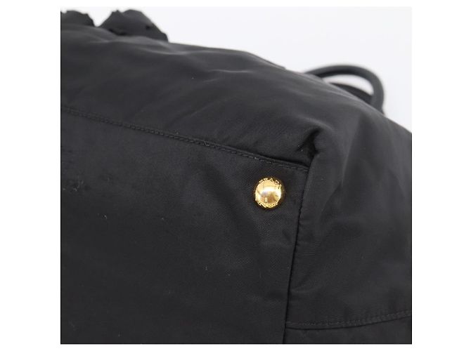 PRADA Handtasche Nylon Black Gold Auth 201125V Schwarz Golden - Ansicht 10