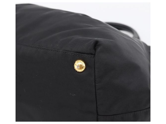 PRADA Handtasche Nylon Black Gold Auth 201125V Schwarz Golden - Ansicht 12