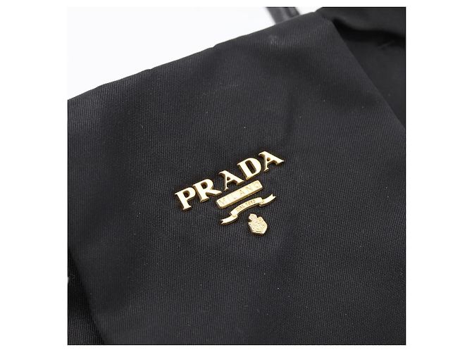 PRADA Handtasche Nylon Black Gold Auth 201125V Schwarz Golden - Ansicht 14