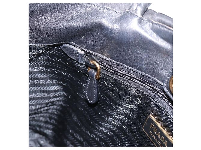 PRADA Handtasche Nylon Black Gold Auth 201125V Schwarz Golden - Ansicht 19