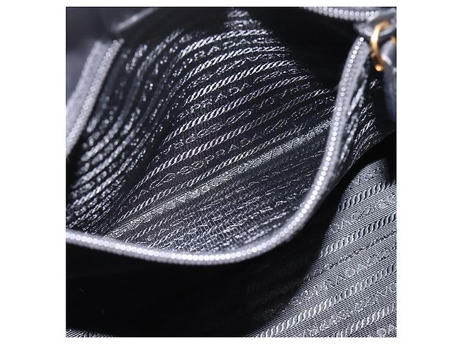PRADA Handtasche Nylon Black Gold Auth 201125V Schwarz Golden - Ansicht 22