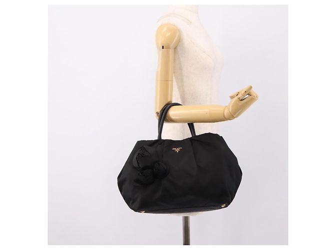 PRADA Handtasche Nylon Black Gold Auth 201125V Schwarz Golden - Ansicht 24