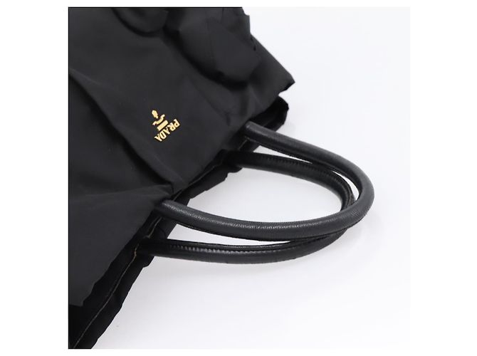 PRADA Handtasche Nylon Black Gold Auth 201125V Schwarz Golden - Ansicht 7