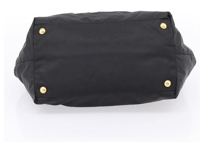 PRADA Handtasche Nylon Black Gold Auth 201125V Schwarz Golden - Ansicht 9