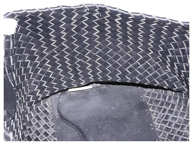 Borsa Cabas MM BOTTEGA VENETA INTRECCIATO in pelle nera 115664 Auth 200843A - vista 18