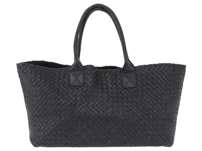 Borsa Cabas MM BOTTEGA VENETA INTRECCIATO in pelle nera 115664 Auth 200843A - vista 2