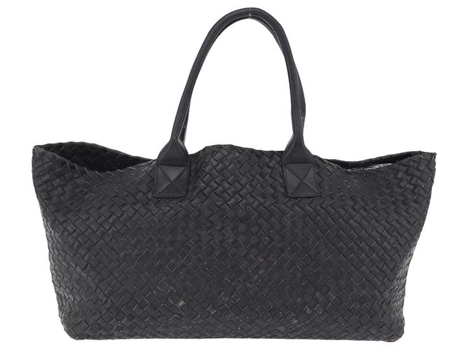 Borsa Cabas MM BOTTEGA VENETA INTRECCIATO in pelle nera 115664 Auth 200843A - vista 3