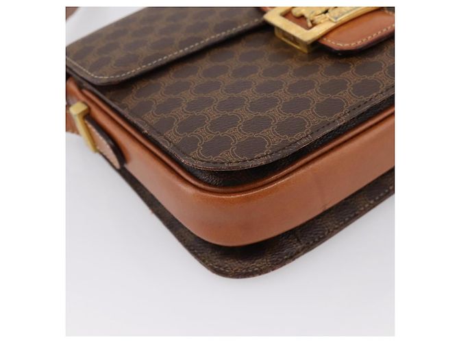 Céline Borsa CELINE Macadam Canvas Horse Carriage Bag PVC Leather Brown Gold Auth 202877 Marrone D'oro - vista 11