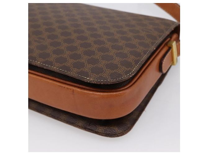 Céline Borsa CELINE Macadam Canvas Horse Carriage Bag PVC Leather Brown Gold Auth 202877 Marrone D'oro - vista 12