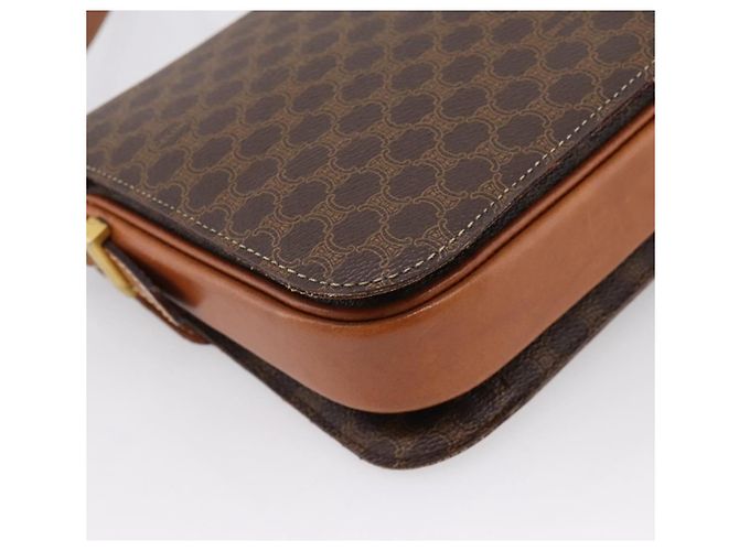 Céline Borsa CELINE Macadam Canvas Horse Carriage Bag PVC Leather Brown Gold Auth 202877 Marrone D'oro - vista 13
