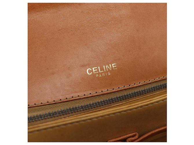 Céline Borsa CELINE Macadam Canvas Horse Carriage Bag PVC Leather Brown Gold Auth 202877 Marrone D'oro - vista 16