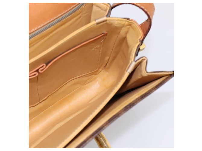 Céline Borsa CELINE Macadam Canvas Horse Carriage Bag PVC Leather Brown Gold Auth 202877 Marrone D'oro - vista 18