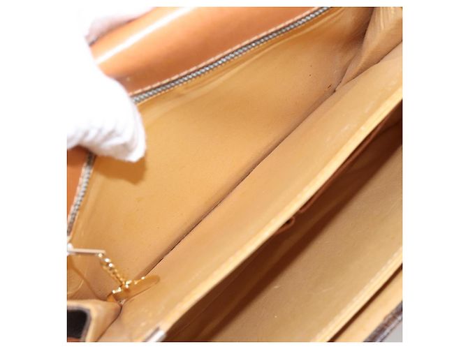 Céline Borsa CELINE Macadam Canvas Horse Carriage Bag PVC Leather Brown Gold Auth 202877 Marrone D'oro - vista 21