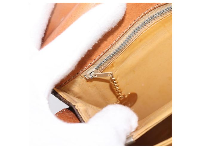 Céline Borsa CELINE Macadam Canvas Horse Carriage Bag PVC Leather Brown Gold Auth 202877 Marrone D'oro - vista 22