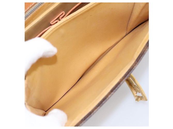 Céline Borsa CELINE Macadam Canvas Horse Carriage Bag PVC Leather Brown Gold Auth 202877 Marrone D'oro - vista 24