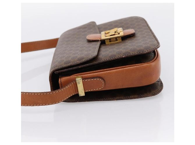 Céline Borsa CELINE Macadam Canvas Horse Carriage Bag PVC Leather Brown Gold Auth 202877 Marrone D'oro - vista 4