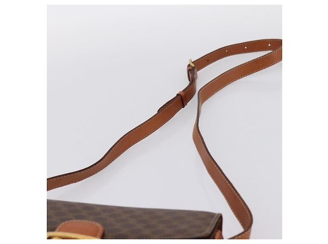 Céline Borsa CELINE Macadam Canvas Horse Carriage Bag PVC Leather Brown Gold Auth 202877 Marrone D'oro - vista 8