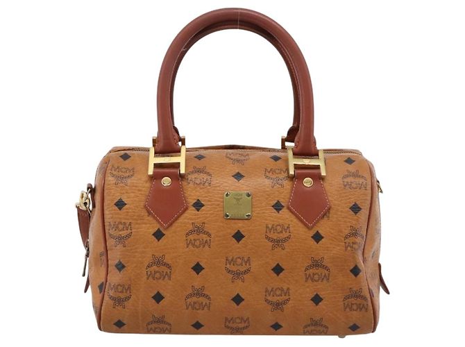 Borsa a mano MCM Logogram Vicetos PVC Leather 2way Brown Gold Auth 203245A Marrone D'oro - vista 2