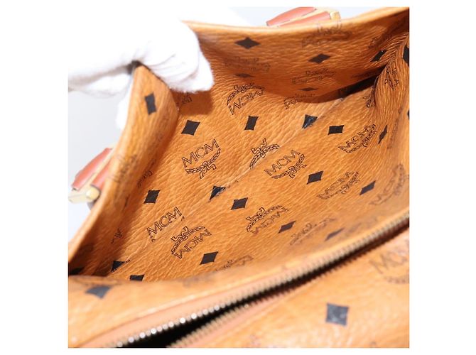 Borsa a mano MCM Logogram Vicetos PVC Leather 2way Brown Gold Auth 203245A Marrone D'oro - vista 24