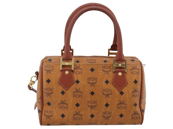 Borsa a mano MCM Logogram Vicetos PVC Leather 2way Brown Gold Auth 203245A Marrone D'oro - vista 3