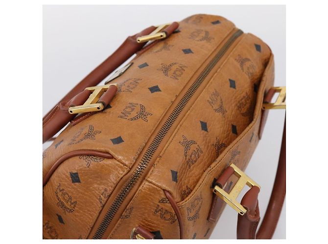 Borsa a mano MCM Logogram Vicetos PVC Leather 2way Brown Gold Auth 203245A Marrone D'oro - vista 6