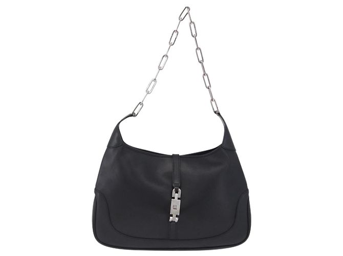 Borsa a tracolla GUCCI Jackie Chain in pelle nera e argento 001 4015 Auth 200526V Nero - vista 2