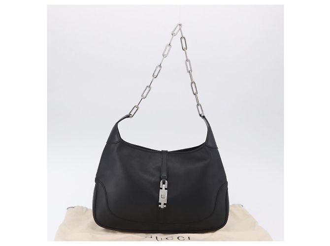 Borsa a tracolla GUCCI Jackie Chain in pelle nera e argento 001 4015 Auth 200526V Nero - vista 25
