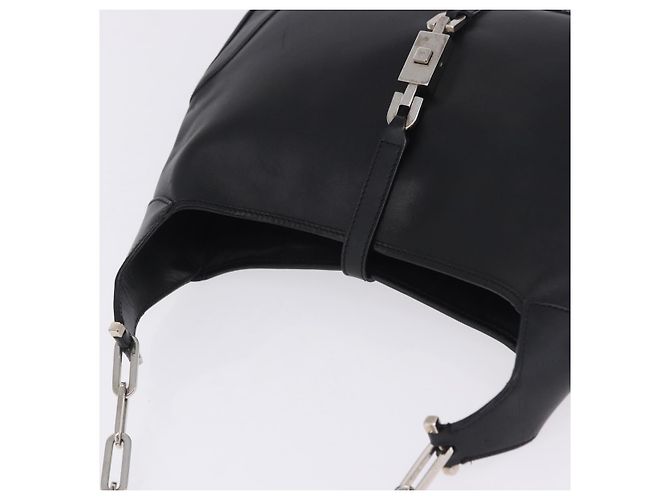 Borsa a tracolla GUCCI Jackie Chain in pelle nera e argento 001 4015 Auth 200526V Nero - vista 7