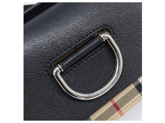 BURBERRY Nova Check Schultertasche Canvas Beige Silver Auth 199844A Silber - Ansicht 14
