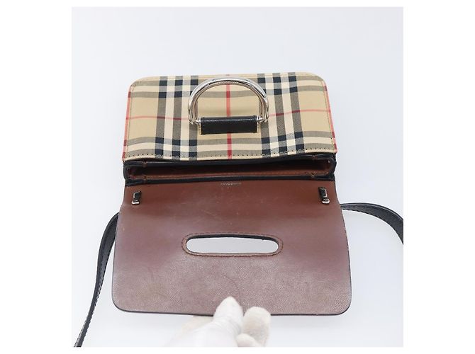 BURBERRY Nova Check Schultertasche Canvas Beige Silver Auth 199844A Silber - Ansicht 16