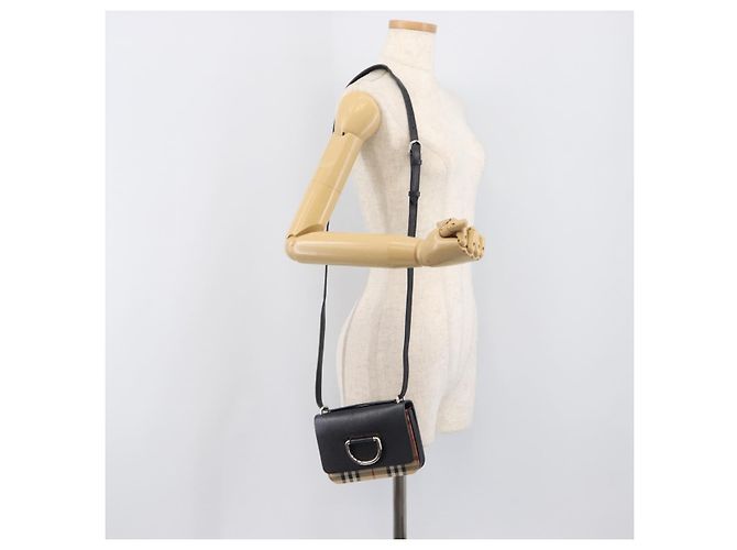 BURBERRY Nova Check Schultertasche Canvas Beige Silver Auth 199844A Silber - Ansicht 25