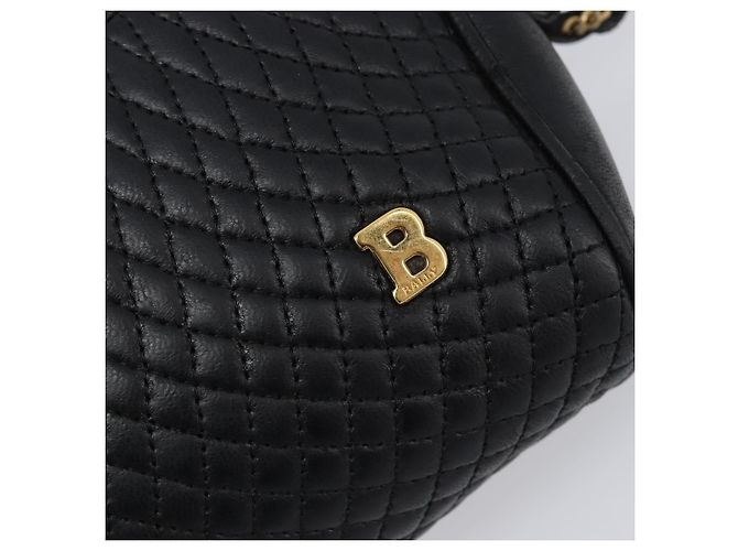 BALLY Chain Shoulder Bag Leather Black Gold Auth BA15717 Golden - view 17