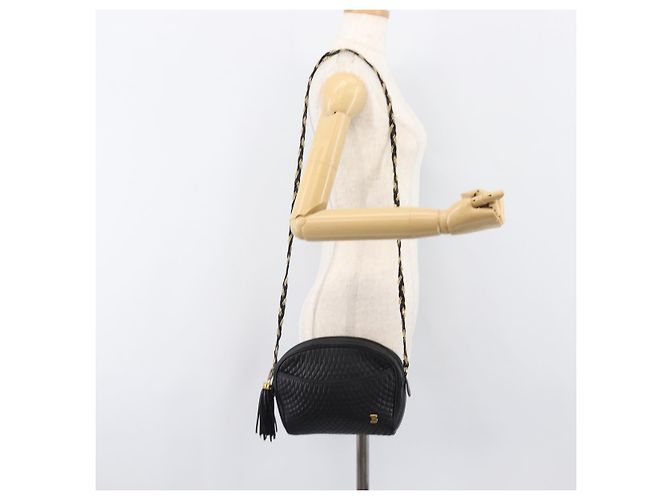 BALLY Chain Shoulder Bag Leather Black Gold Auth BA15717 Golden - view 24
