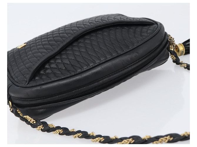BALLY Chain Shoulder Bag Leather Black Gold Auth BA15717 Golden - view 6