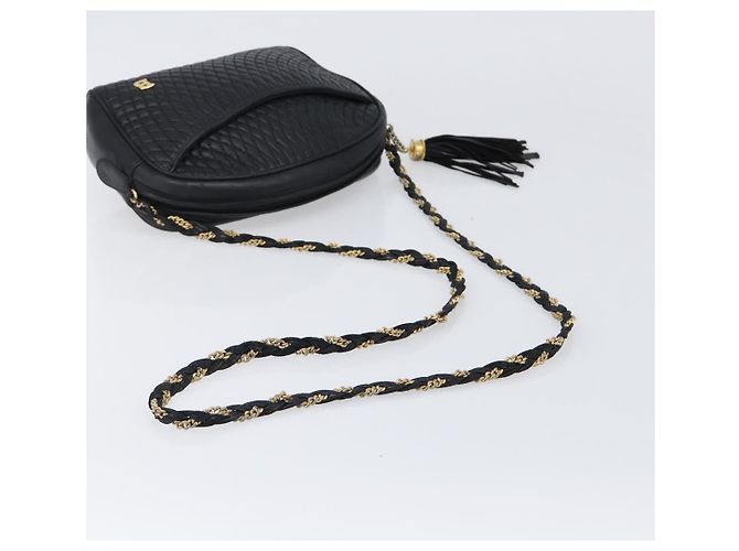 BALLY Chain Shoulder Bag Leather Black Gold Auth BA15717 Golden - view 7