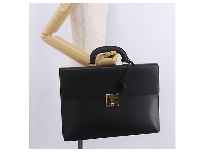 Céline Borsa Business CELINE Pelle Nero Oro Auth bs36942A D'oro - vista 25