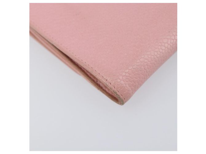 Portafoglio CHANEL Caviar Skin Pink Gold CC Auth 202731 Rosa D'oro - vista 11