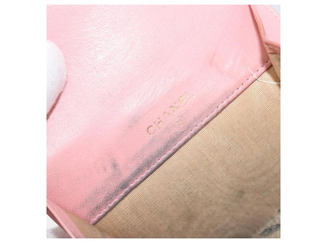 Portafoglio CHANEL Caviar Skin Pink Gold CC Auth 202731 Rosa D'oro - vista 21