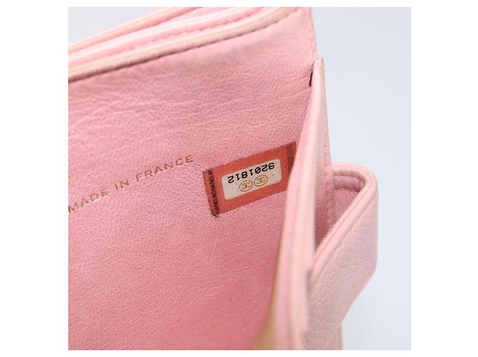 Portafoglio CHANEL Caviar Skin Pink Gold CC Auth 202731 Rosa D'oro - vista 23