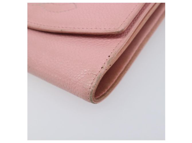 Portafoglio CHANEL Caviar Skin Pink Gold CC Auth 202731 Rosa D'oro - vista 8