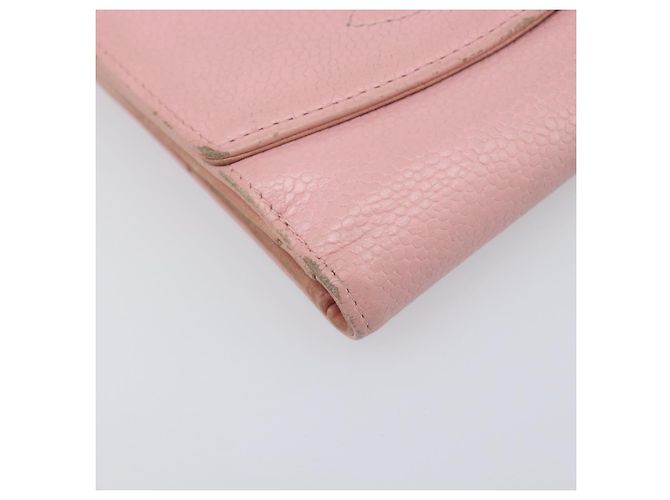 Portafoglio CHANEL Caviar Skin Pink Gold CC Auth 202731 Rosa D'oro - vista 9