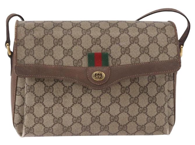 Borsa a tracolla GUCCI GG Supreme Web Sherry Line PVC Beige 904 02 084 Auth ka6093 - vista 2