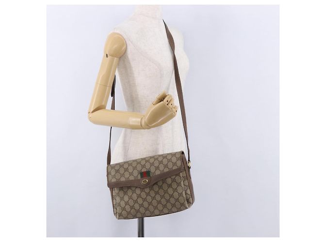 Borsa a tracolla GUCCI GG Supreme Web Sherry Line PVC Beige 904 02 084 Auth ka6093 - vista 36