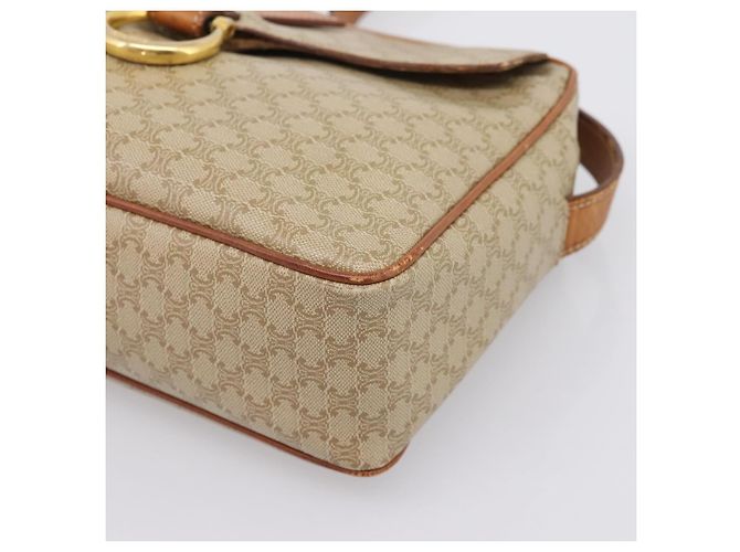 Céline Borsa a tracolla CELINE Macadam Canvas PVC Beige Gold Auth 202679 D'oro - vista 10