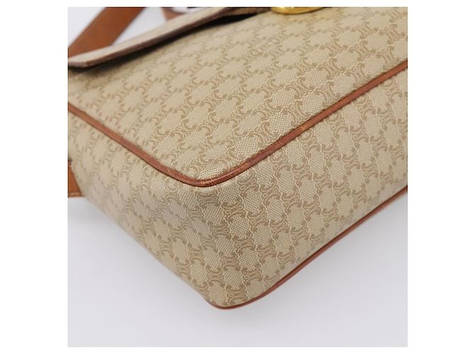 Céline Borsa a tracolla CELINE Macadam Canvas PVC Beige Gold Auth 202679 D'oro - vista 11