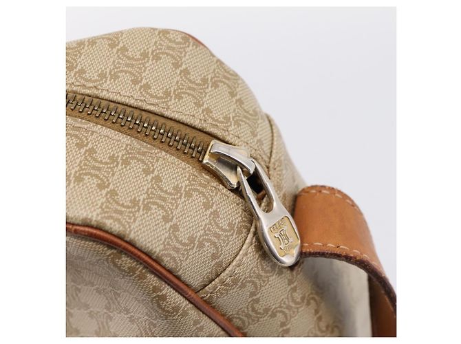 Céline Borsa a tracolla CELINE Macadam Canvas PVC Beige Gold Auth 202679 D'oro - vista 14
