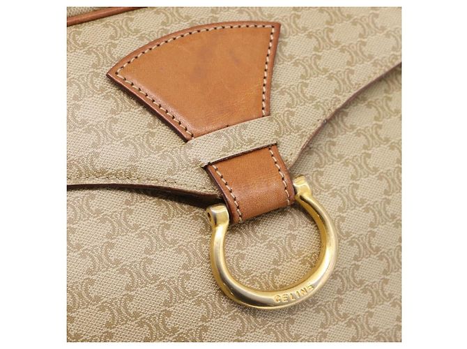 Céline Borsa a tracolla CELINE Macadam Canvas PVC Beige Gold Auth 202679 D'oro - vista 15