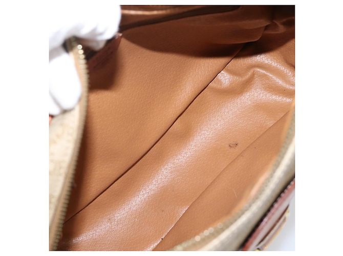 Céline Borsa a tracolla CELINE Macadam Canvas PVC Beige Gold Auth 202679 D'oro - vista 17